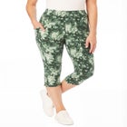 Stretch-Cotton Knit Pull-On Pocket Capri Leggings image number null