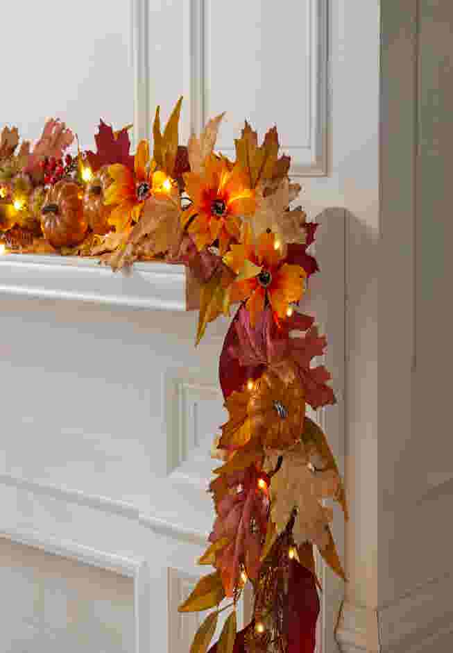 6-ft. Pre-lit Harvest Daisy Garland image number 0