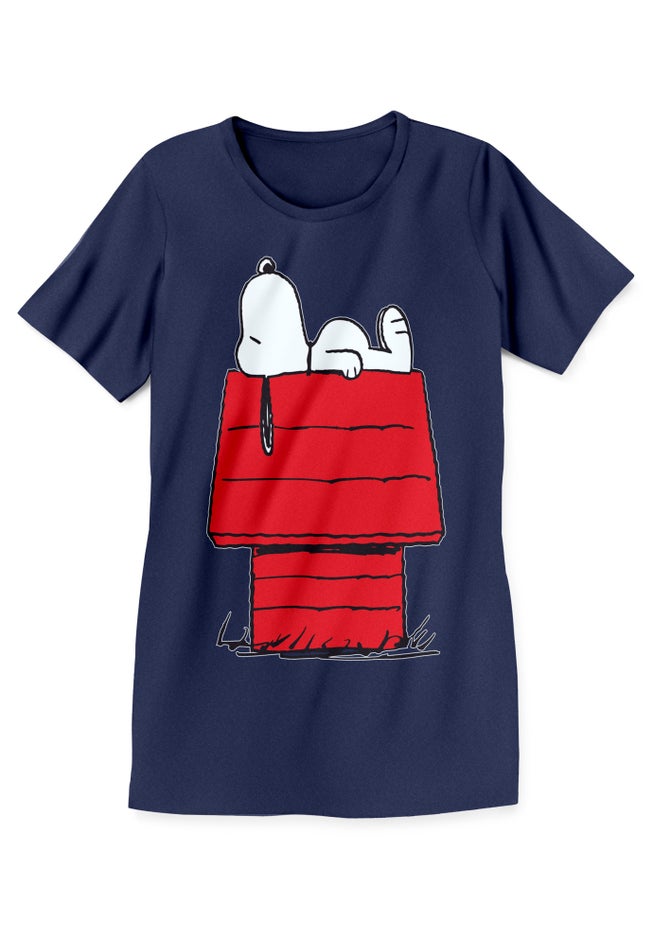 Peanuts Navy Snoopy House Crewneck Tee image number 1