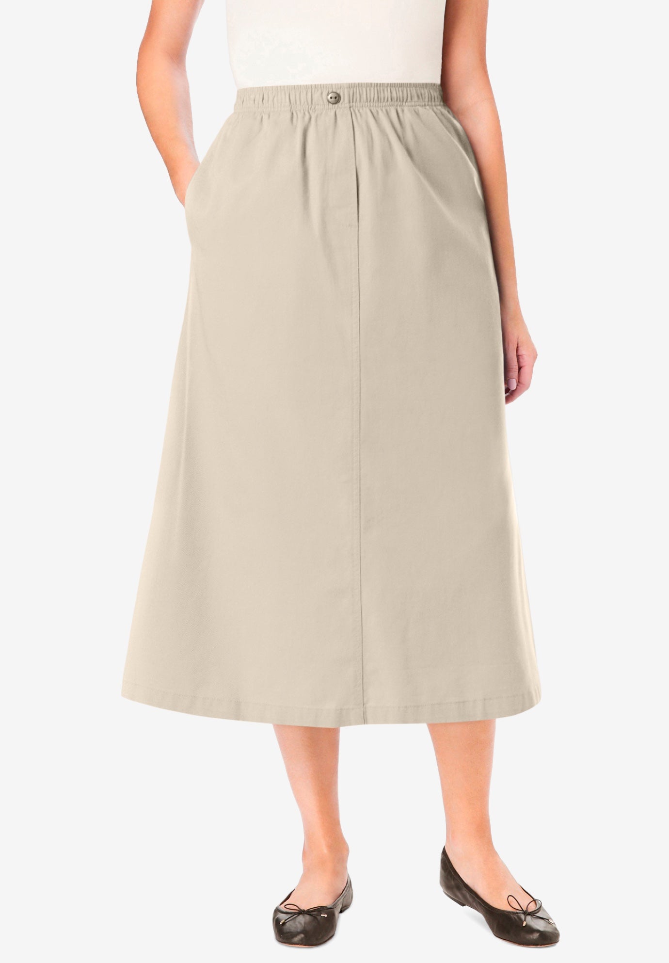 7-Day Elastic-Waist All-Cotton Pull-On Denim Jeans Skirt image number 0