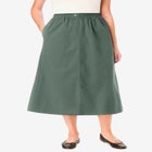 7-Day Elastic-Waist All-Cotton Pull-On Denim Jeans Skirt image number null