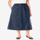 7-Day Elastic-Waist All-Cotton Pull-On Denim Jeans Skirt image number null