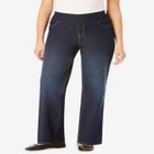 Flex-Fit Pull-On Wide-Leg Denim Jean image number null