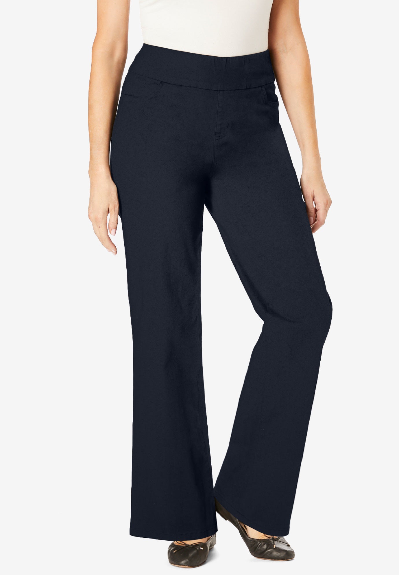 Flex-Fit Pull-On Wide-Leg Denim Jean image number 0