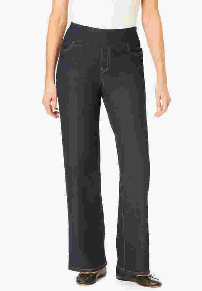 Flex-Fit Pull-On Wide-Leg Denim Jean image number 0