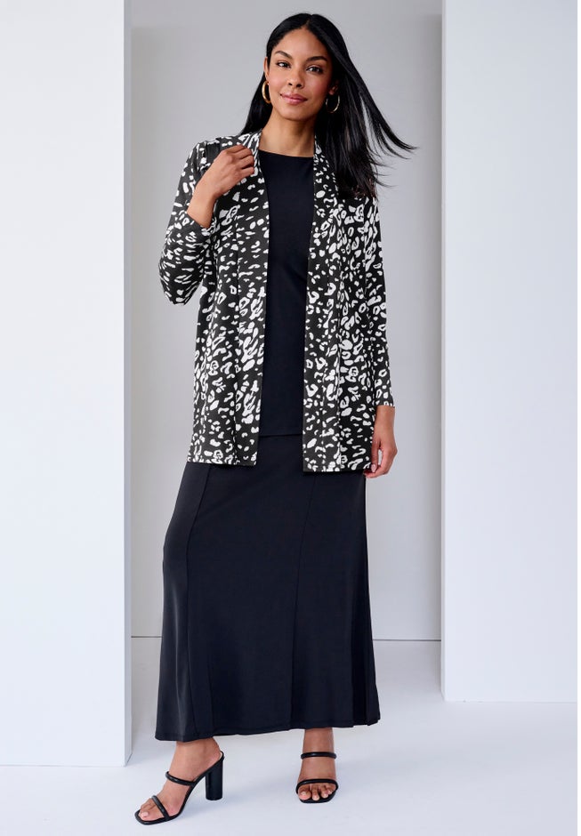 Stretch Knit Open Front Knit Topper image number 1