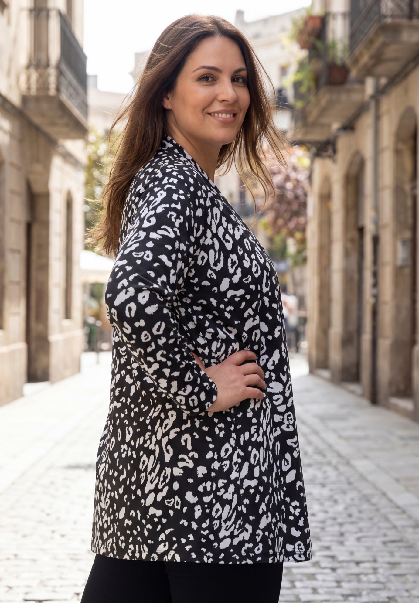 Stretch Knit Open Front Knit Topper image number 2