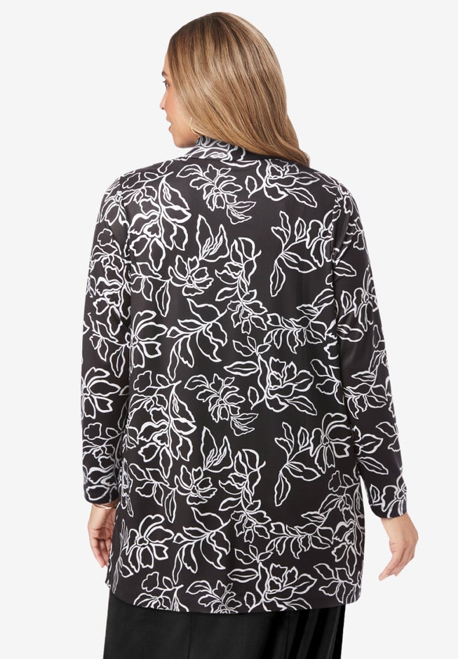 Stretch Knit Open Front Knit Topper image number 2