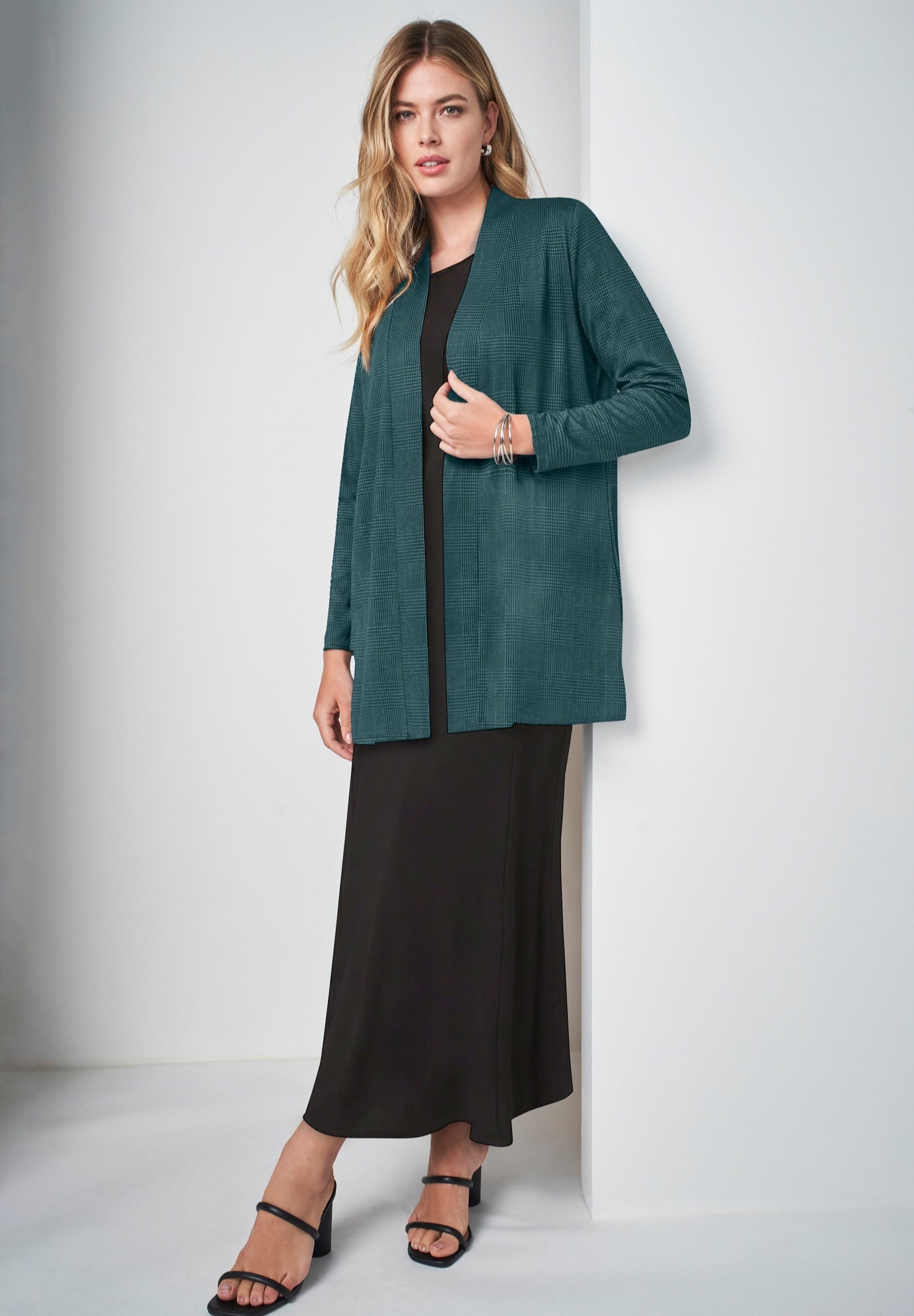 Stretch Knit Open Front Knit Topper image number 0
