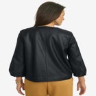 Blouson Sleeve Faux Leather Jacket image number null