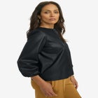 Blouson Sleeve Faux Leather Jacket image number null
