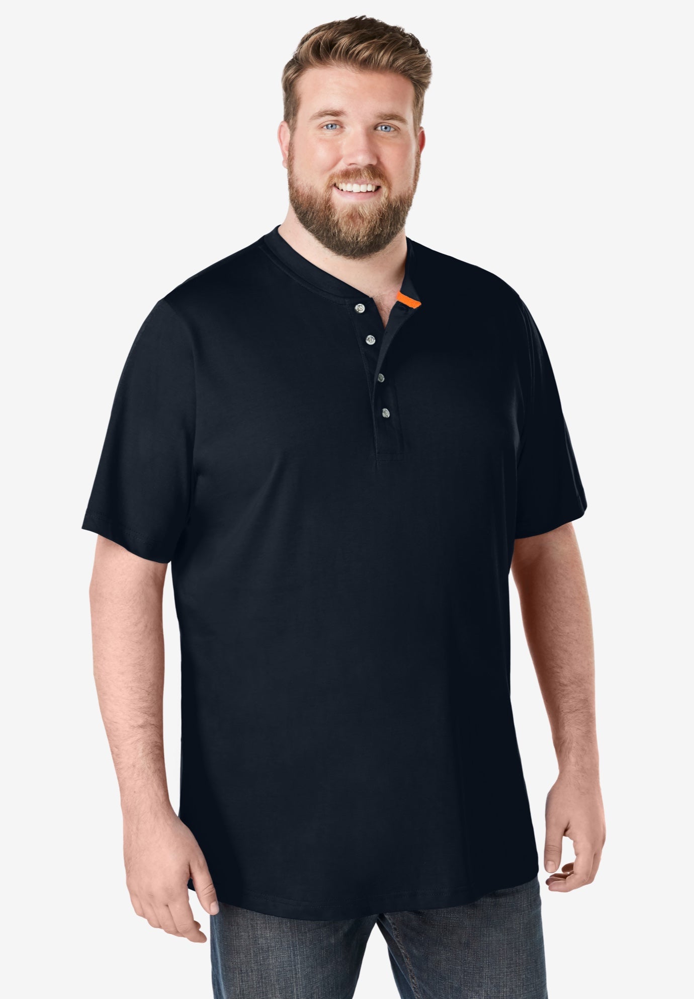 Shrink-Less Lightweight Henley T-Shirt image number 3