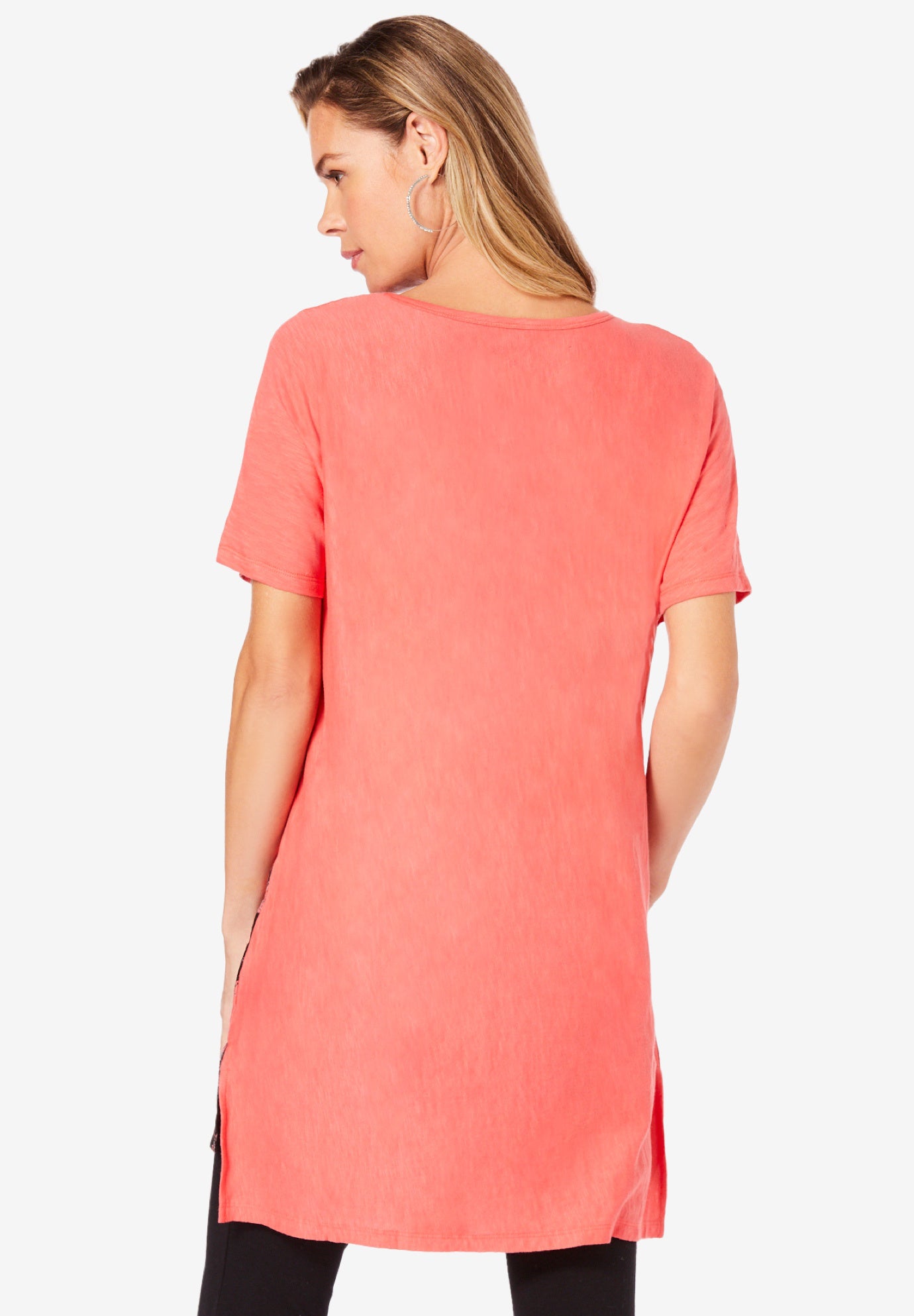 Plus Size Printed Slub Tunic Top image number 2