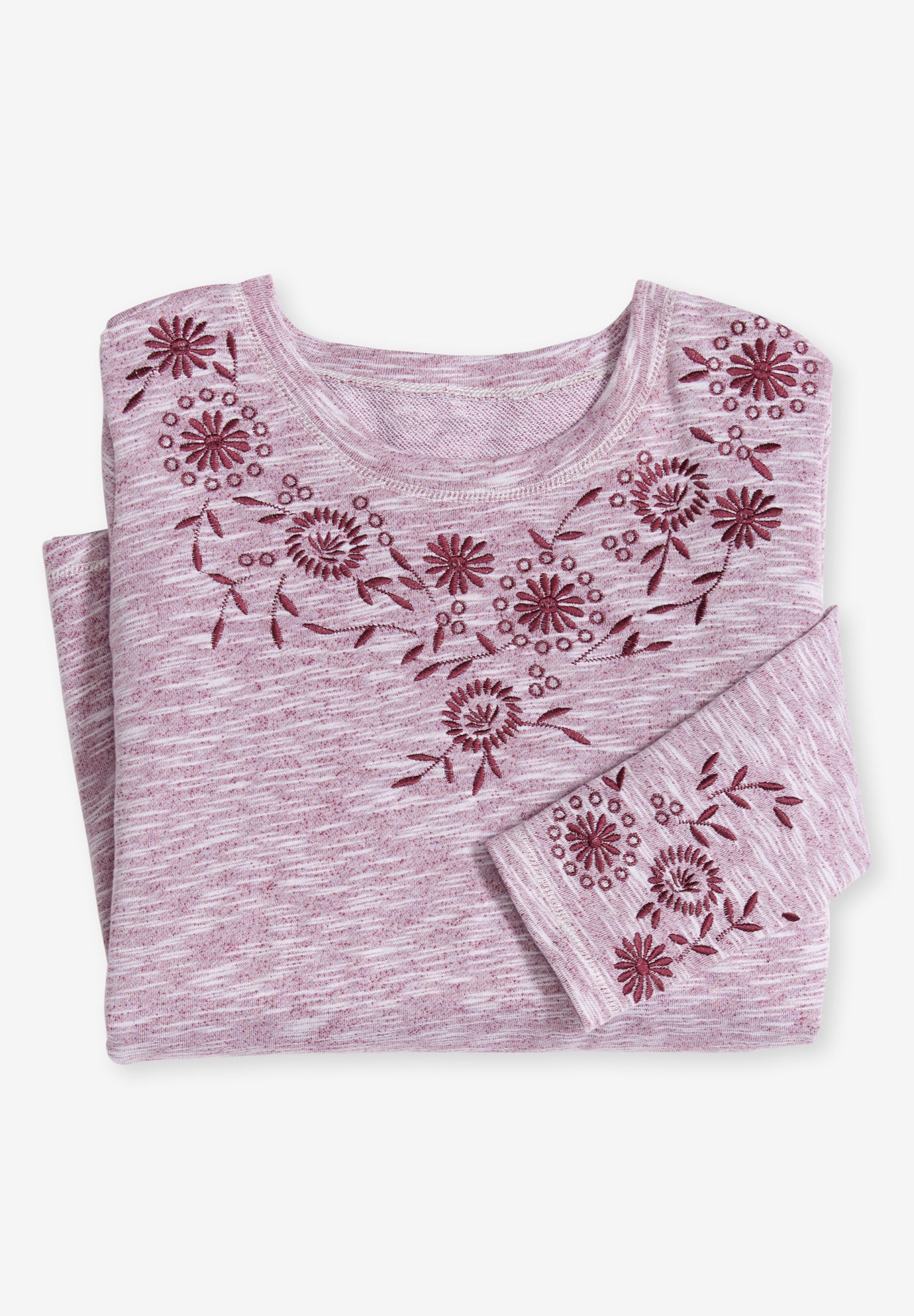 Floral Embroidered Sweatshirt Tee image number 2