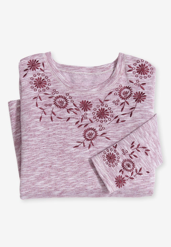 Floral Embroidered Sweatshirt Tee image number 2