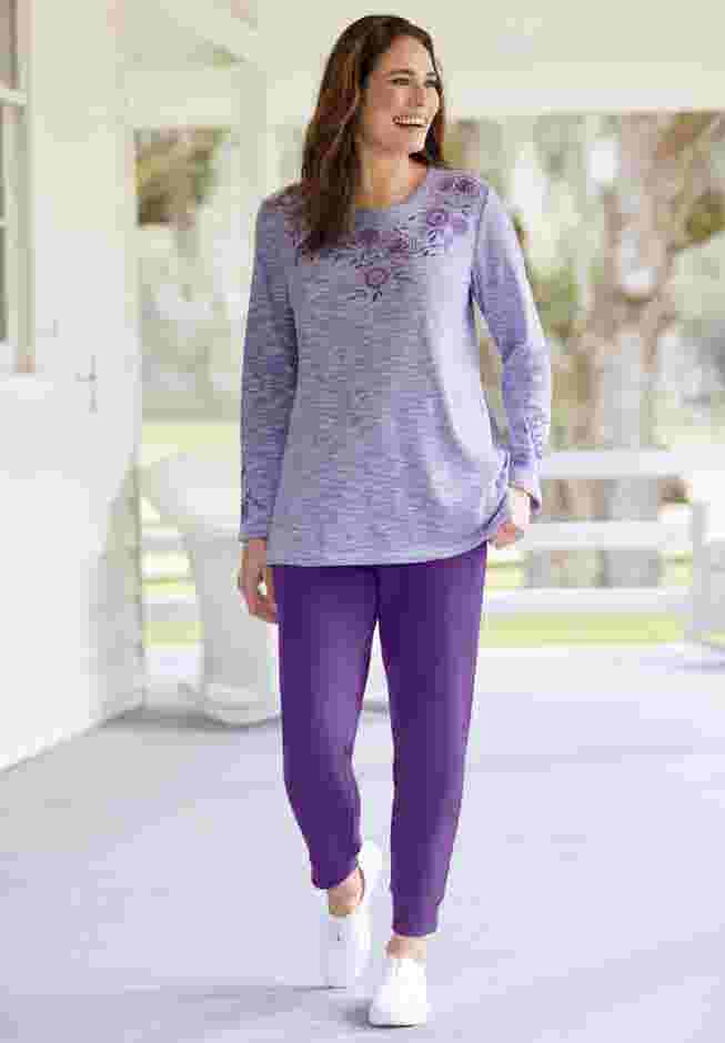 Floral Embroidered Sweatshirt Tee image number 5