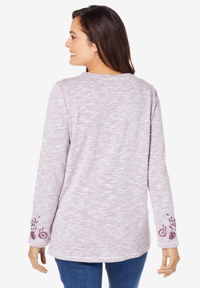 Floral Embroidered Sweatshirt Tee image number 1
