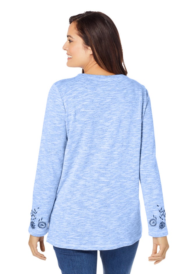 Floral Embroidered Sweatshirt Tee image number 1
