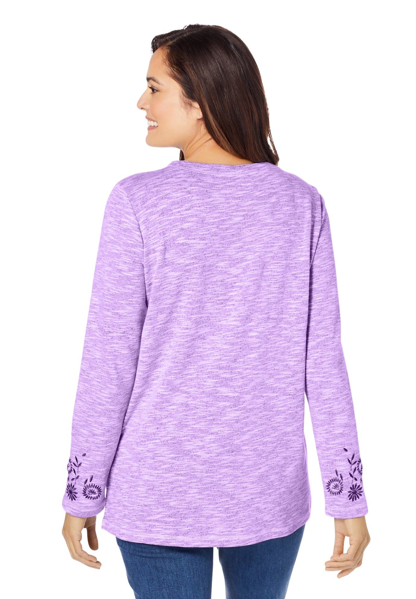 Floral Embroidered Sweatshirt Tee image number 1