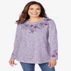 Floral Embroidered Sweatshirt Tee image number null