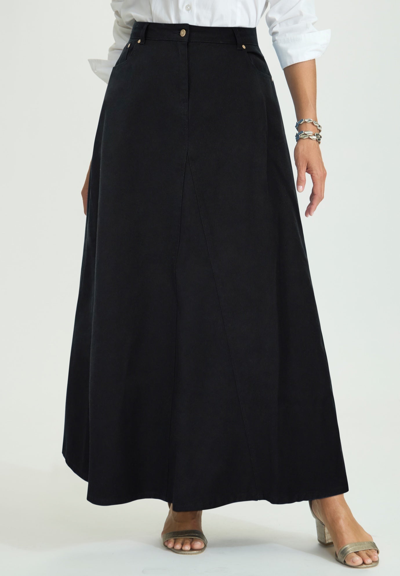 Denim Inset Maxi Skirt image number 1