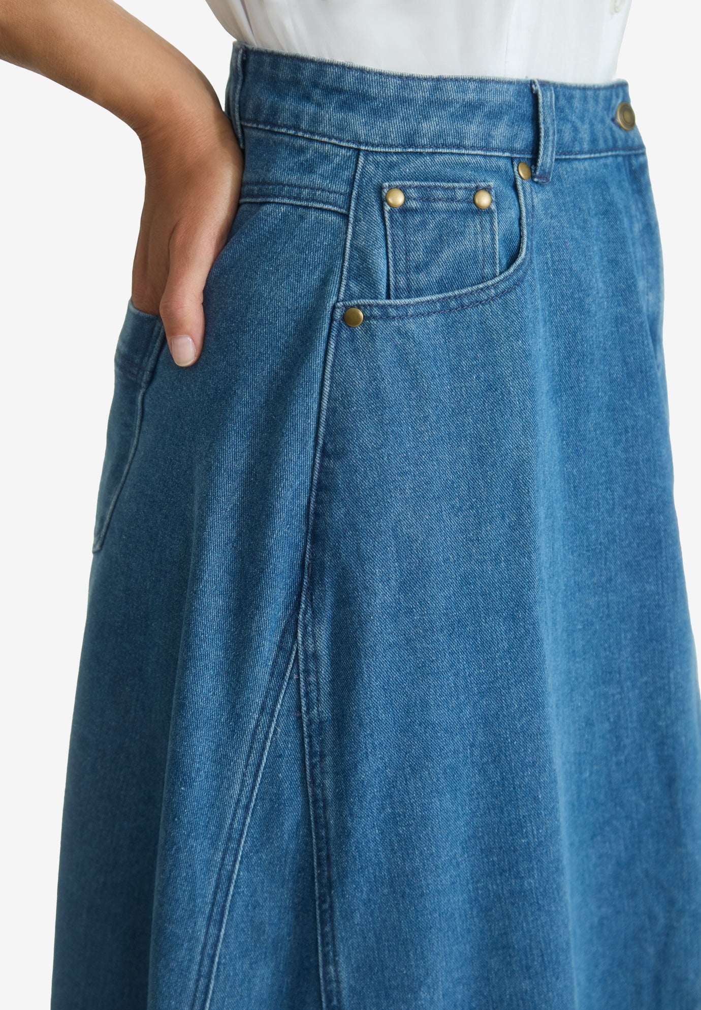 Denim Inset Maxi Skirt image number 3