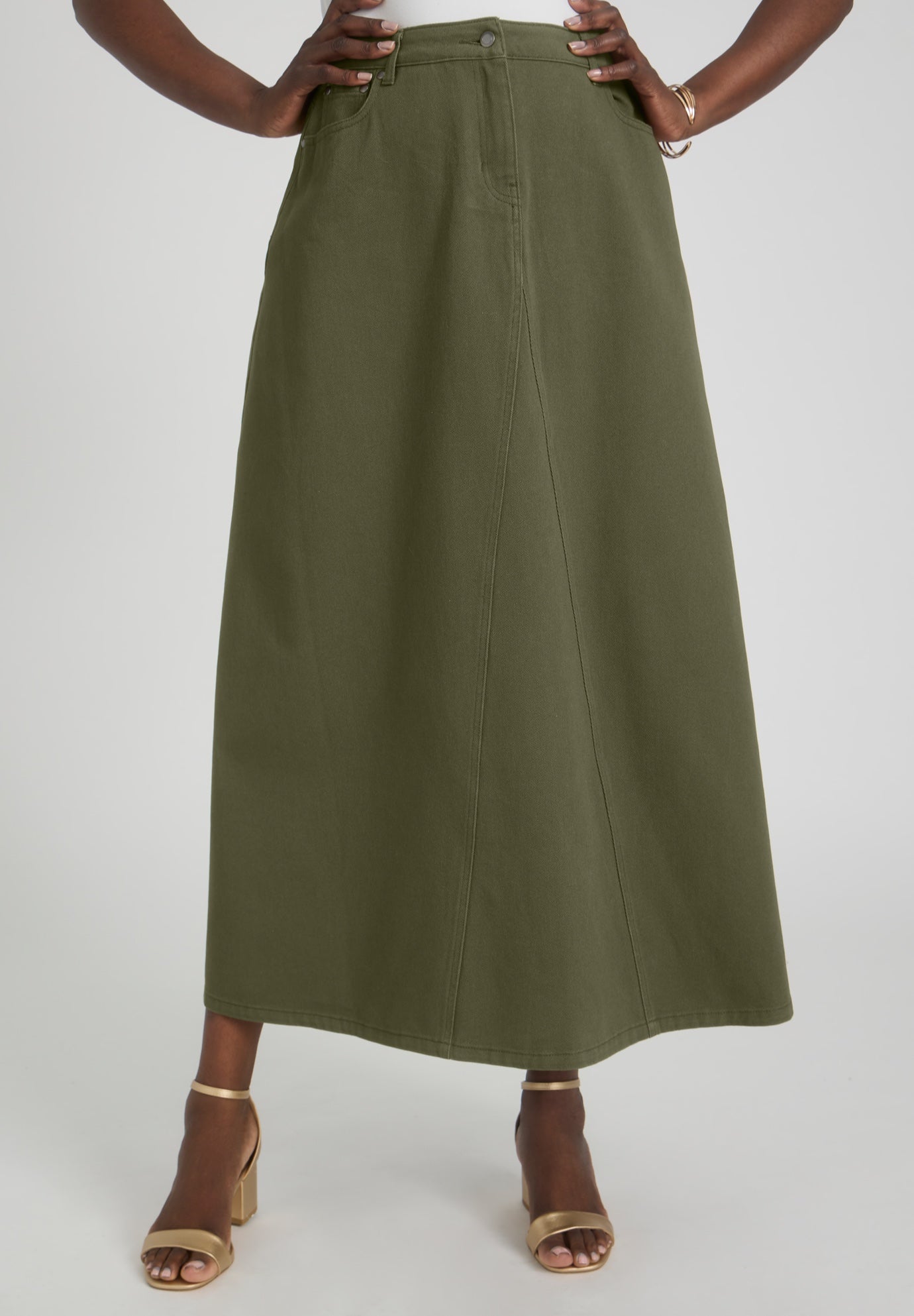 Denim Inset Maxi Skirt image number 0