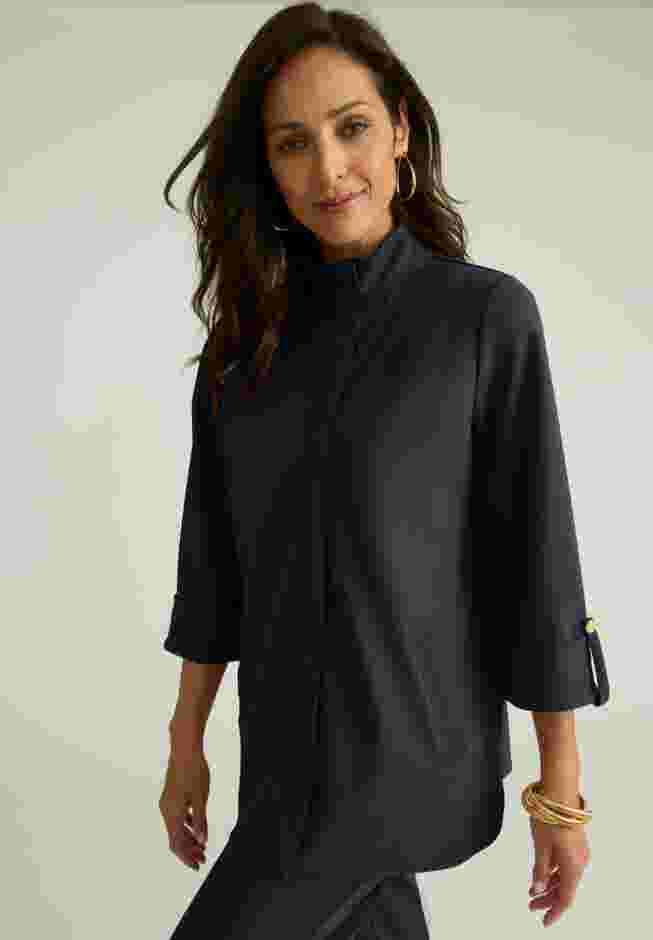 Knit Crepe Winged Collar Set image number 5