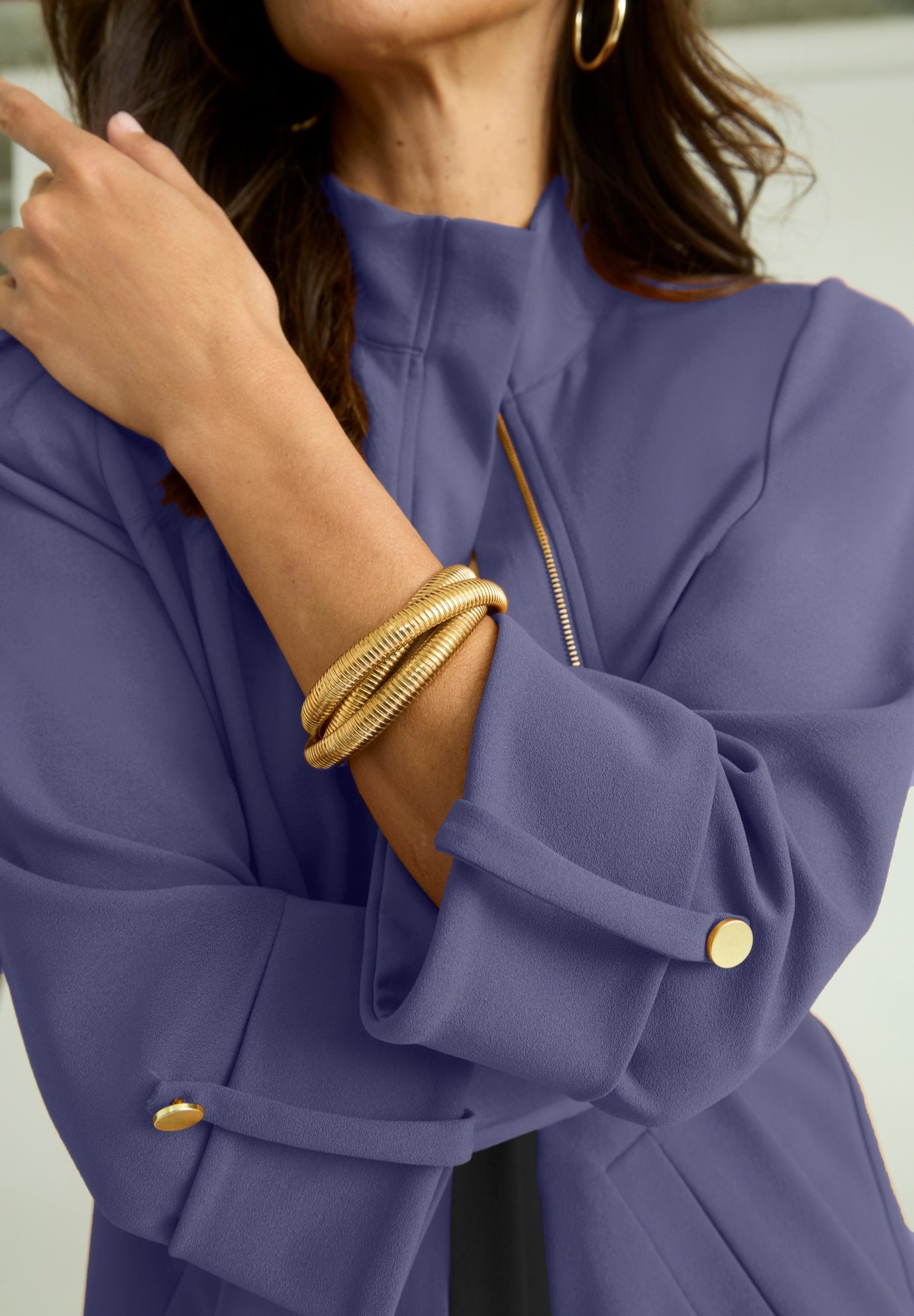 Knit Crepe Winged Collar Set image number 2