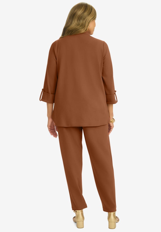 Knit Crepe Winged Collar Set image number 2