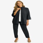 Knit Crepe Winged Collar Set image number null