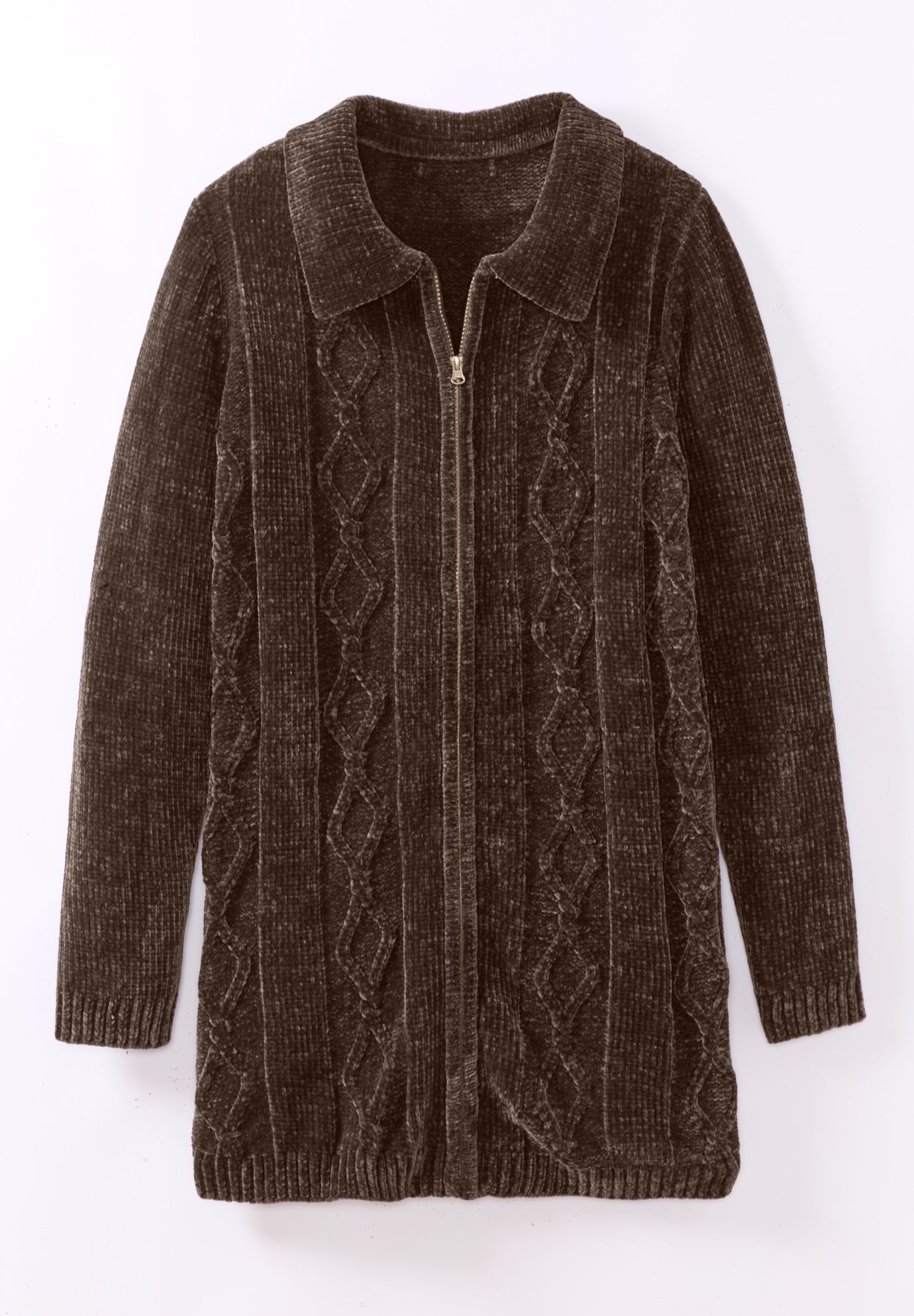 Chenille Zip Cable Cardigan image number 1