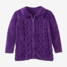 Chenille Zip Cable Cardigan Sweater image number null