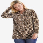 Chenille Zip Cable Cardigan Sweater image number null