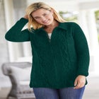 Chenille Zip Cable Cardigan Sweater image number null