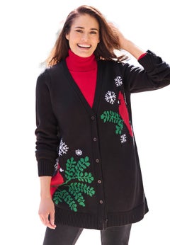 Holiday Button-Front Cardigan