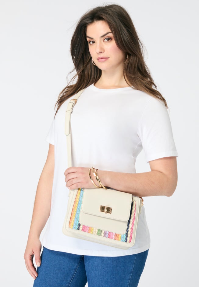 Faux Leather Ikat Handbag image number 1