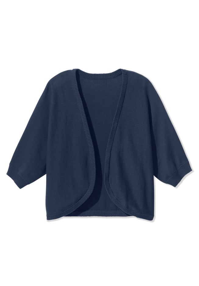 Rib Trim Cardigan Shrug Sweater image number 1