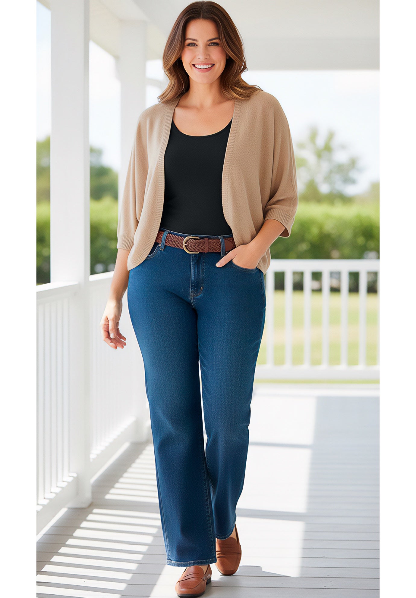 Rib Trim Cardigan Shrug Sweater image number 0