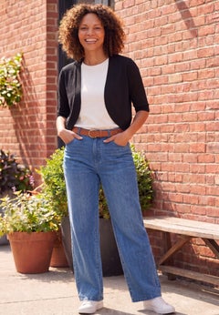 Rib Trim Cardigan Shrug Sweater
