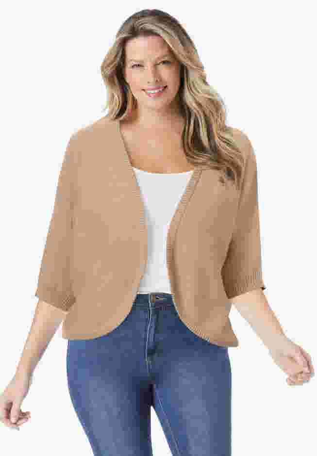 Rib Trim Cardigan Shrug image number 5