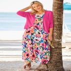 Rib Trim Cardigan Shrug Sweater image number null