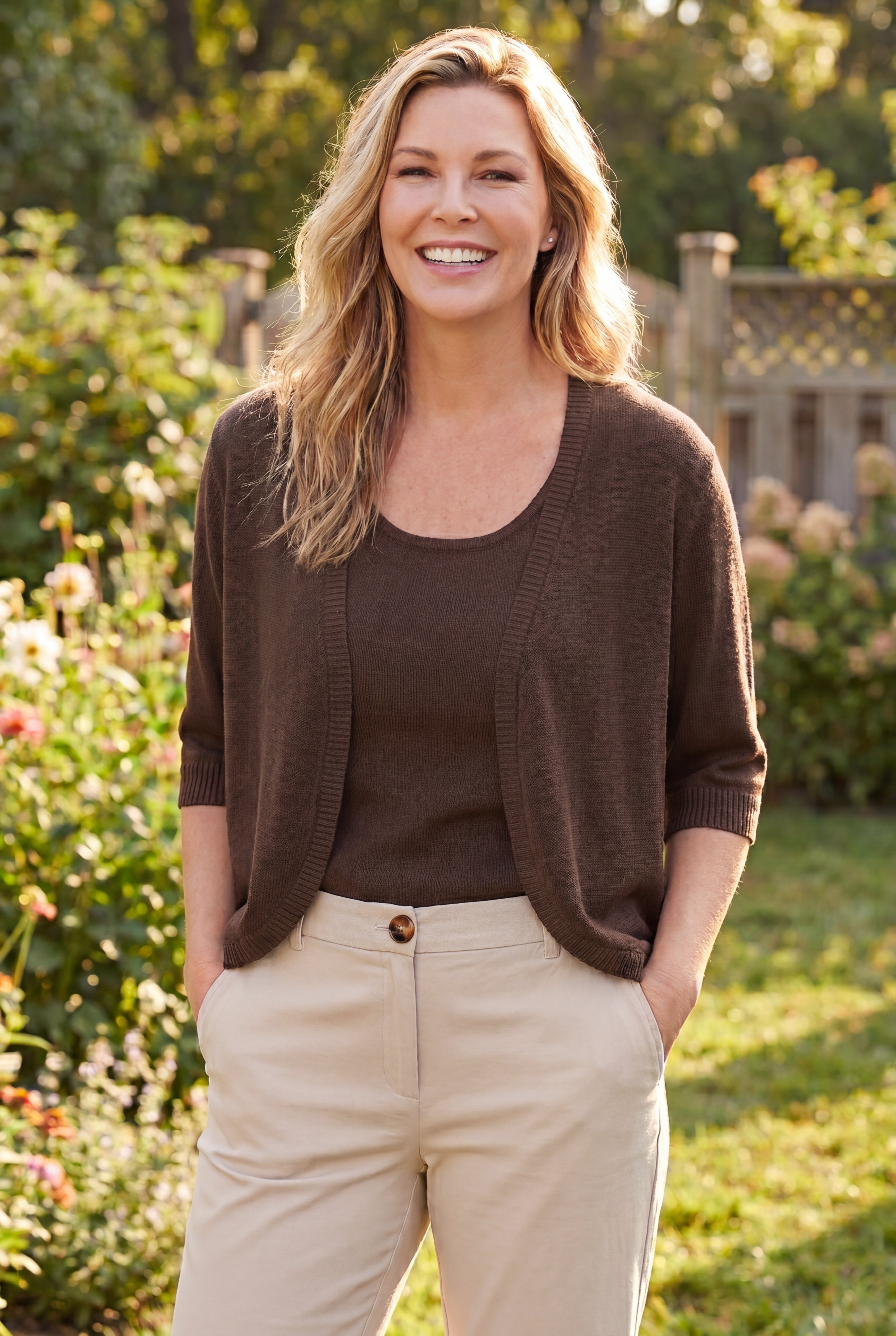 Rib Trim Cardigan Shrug Sweater image number 3