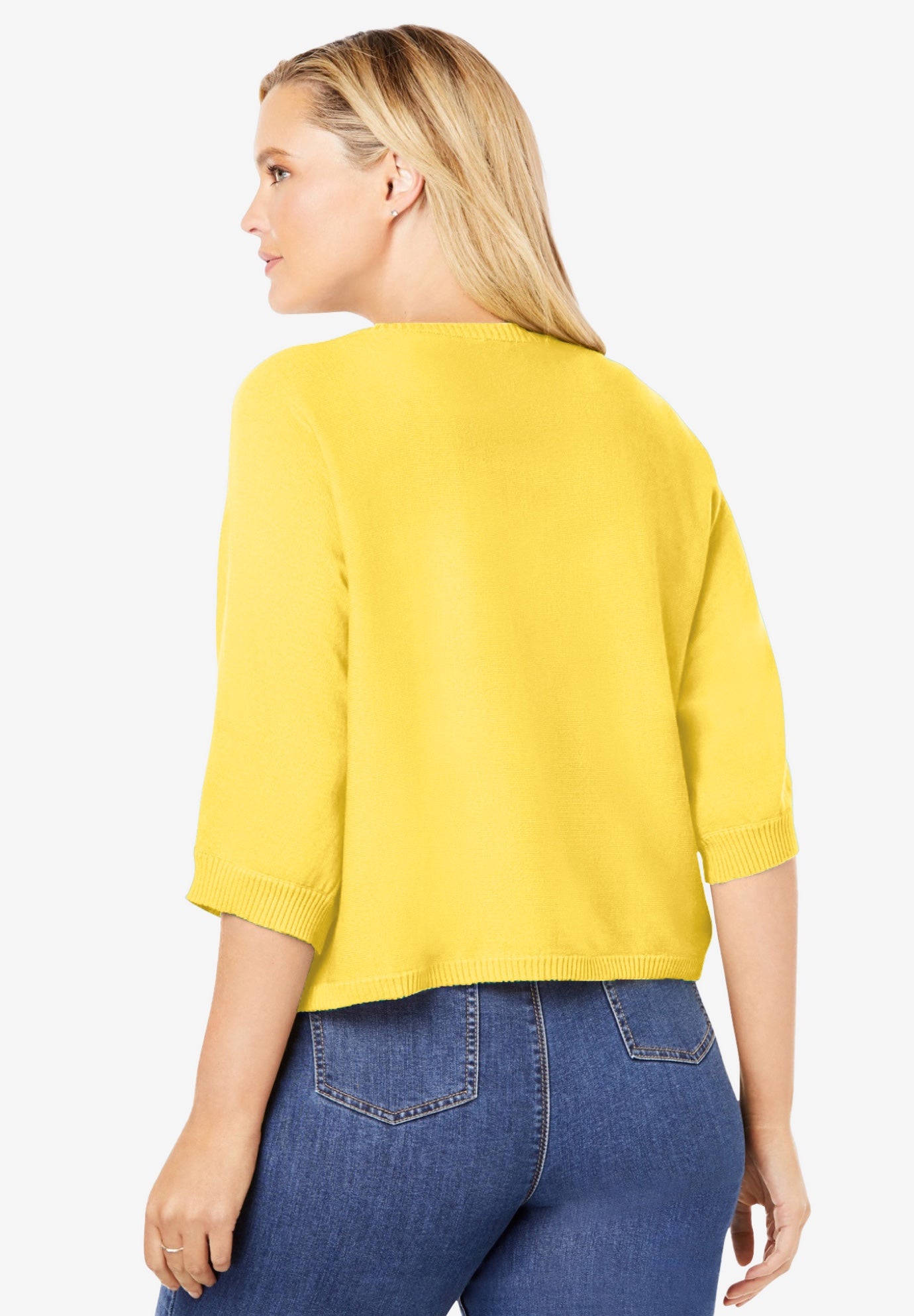 Rib Trim Cardigan Shrug Sweater image number 1