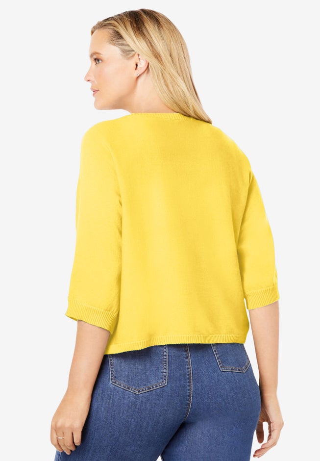 Rib Trim Cardigan Shrug Sweater image number 1