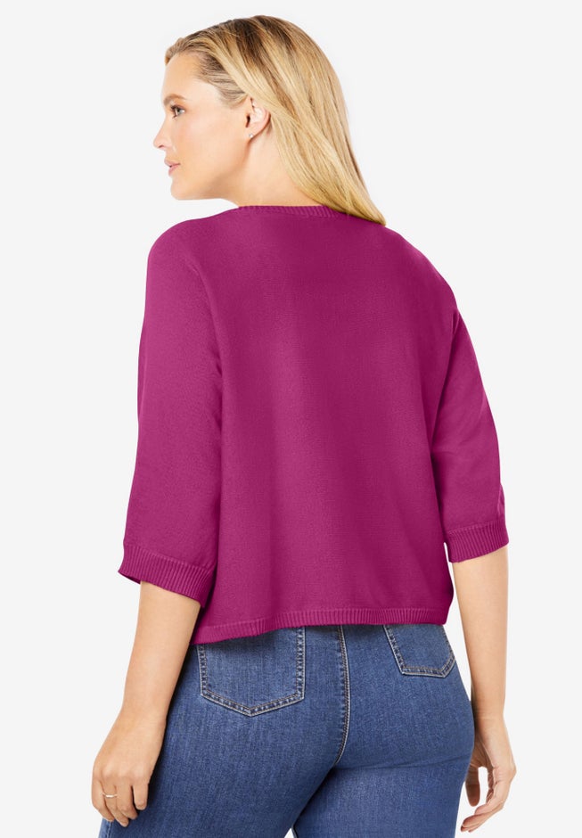 Rib Trim Cardigan Shrug image number 1