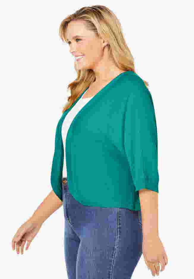 Rib Trim Cardigan Shrug image number 2