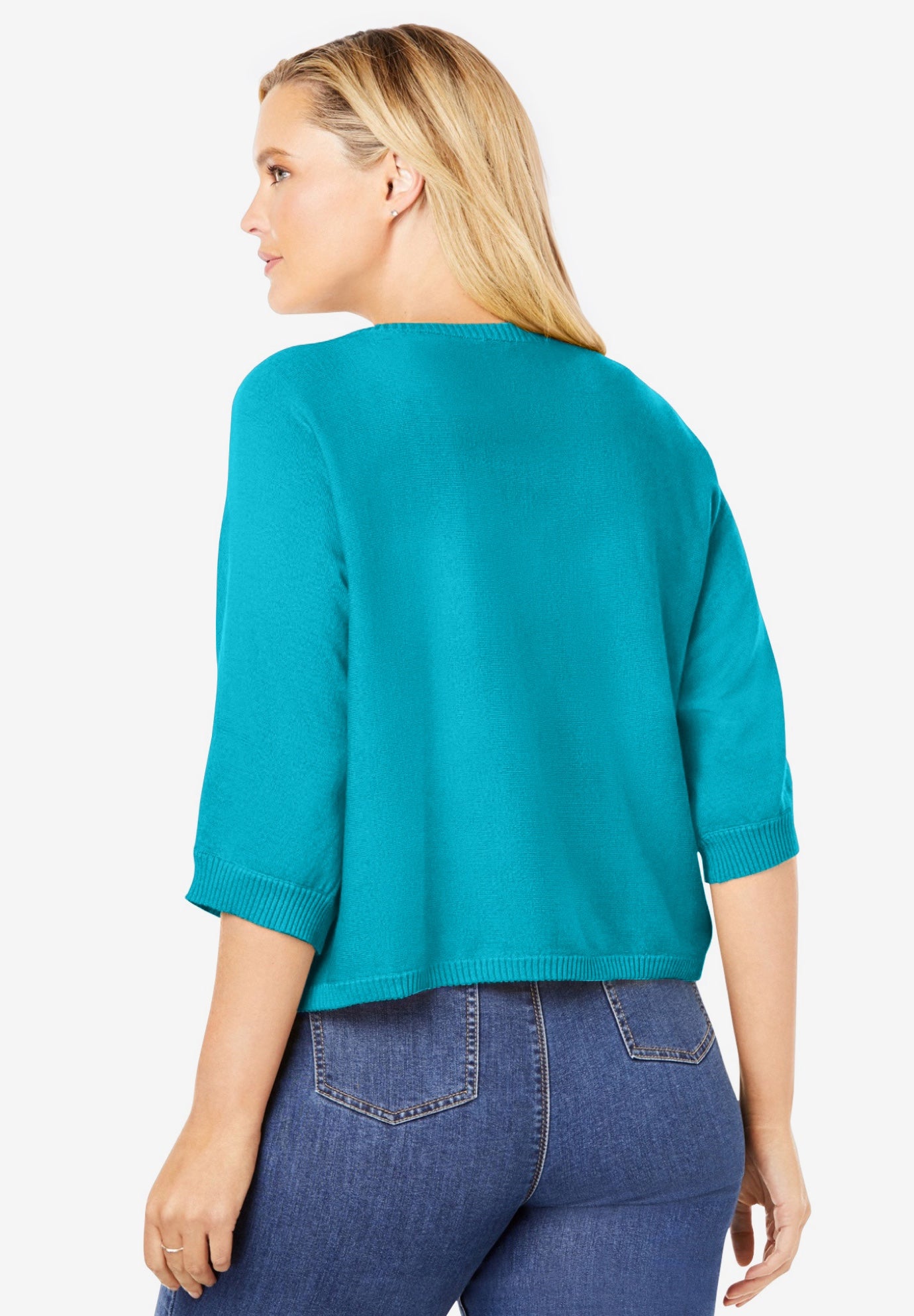 Rib Trim Cardigan Shrug Sweater image number 1