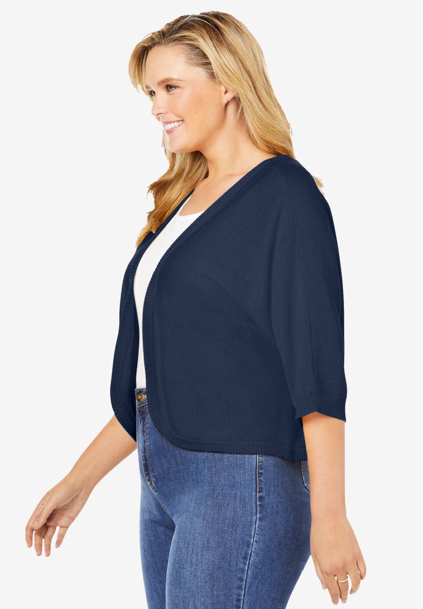 Rib Trim Cardigan Shrug image number 2