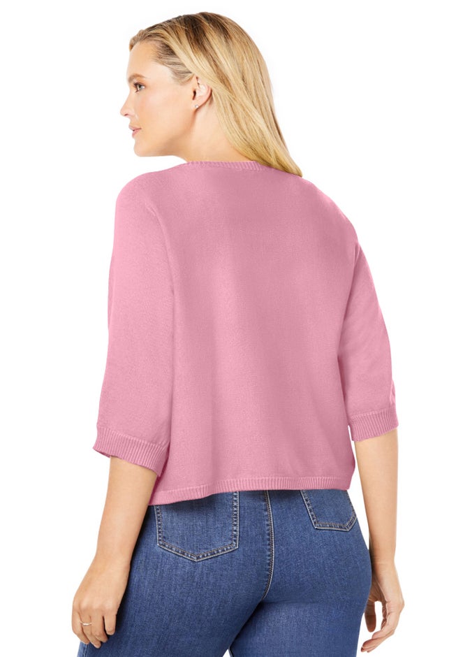 Rib Trim Cardigan Shrug Sweater image number 2